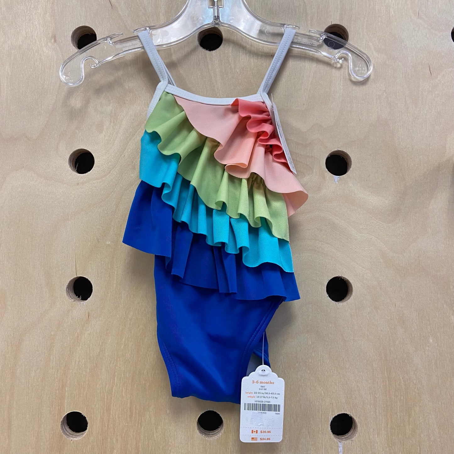 Rainbow Ruffle 1pc Swim NEW