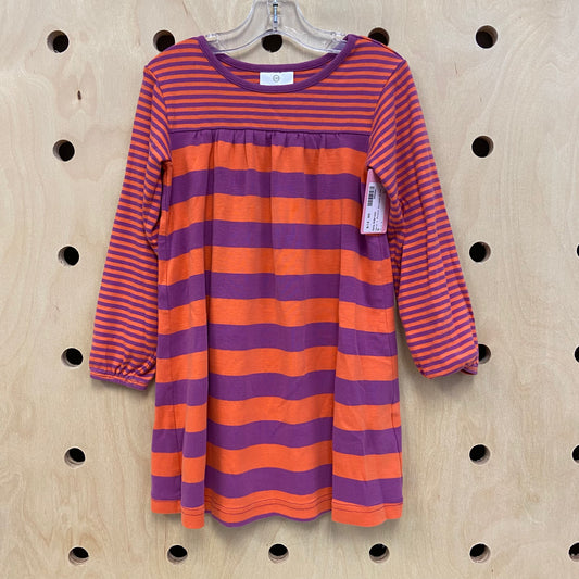 Coral + Purple Striped Dress