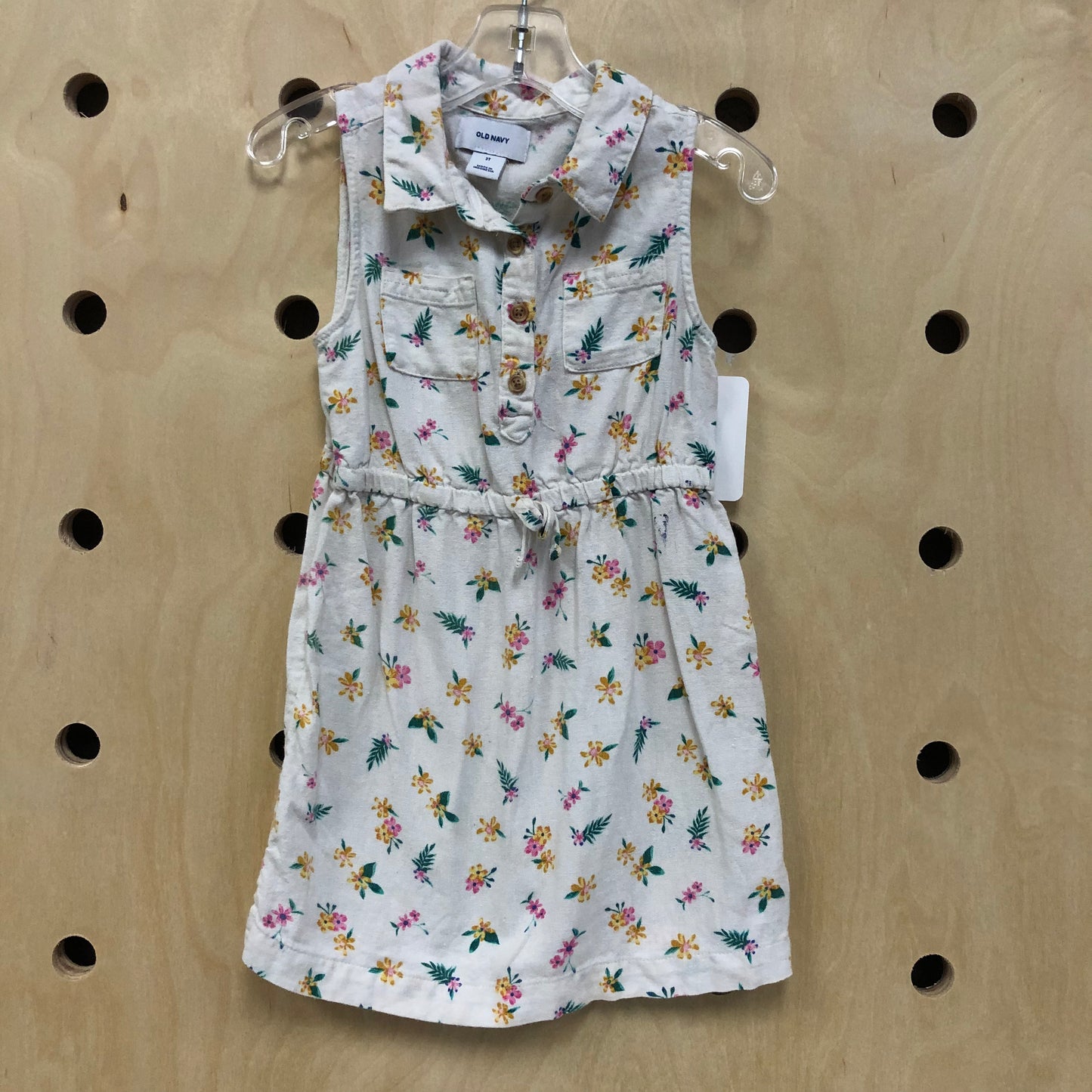 White Sleeveless Floral Dress