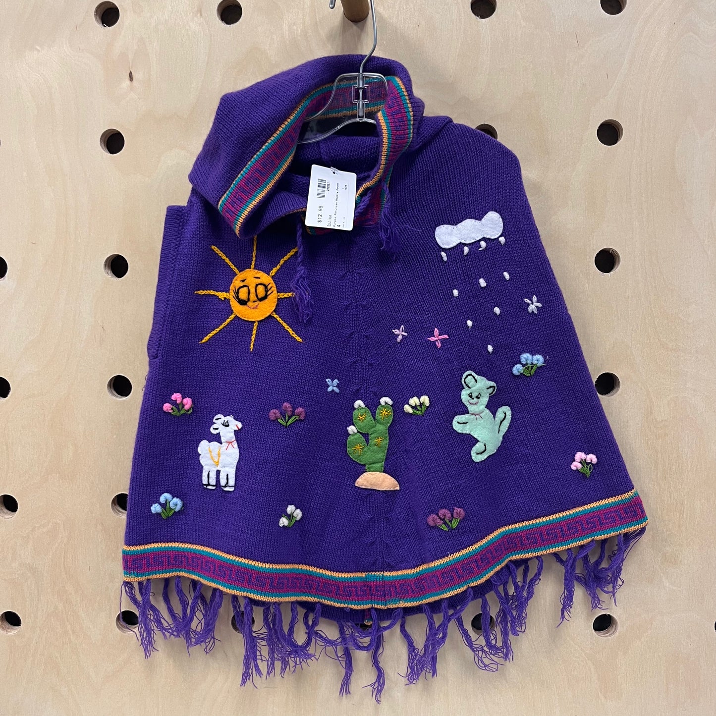 Purple Peruvian Hoodie Poncho