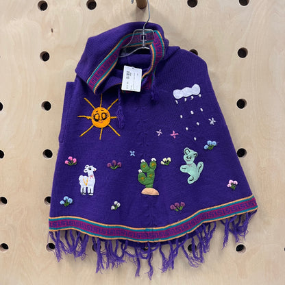 Purple Peruvian Hoodie Poncho