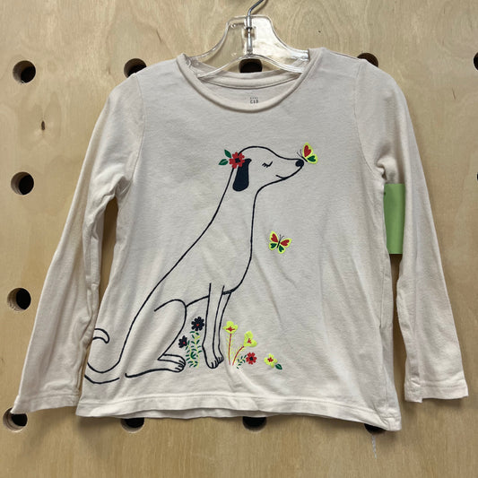 Cream Dog w/ Butterflies Tee