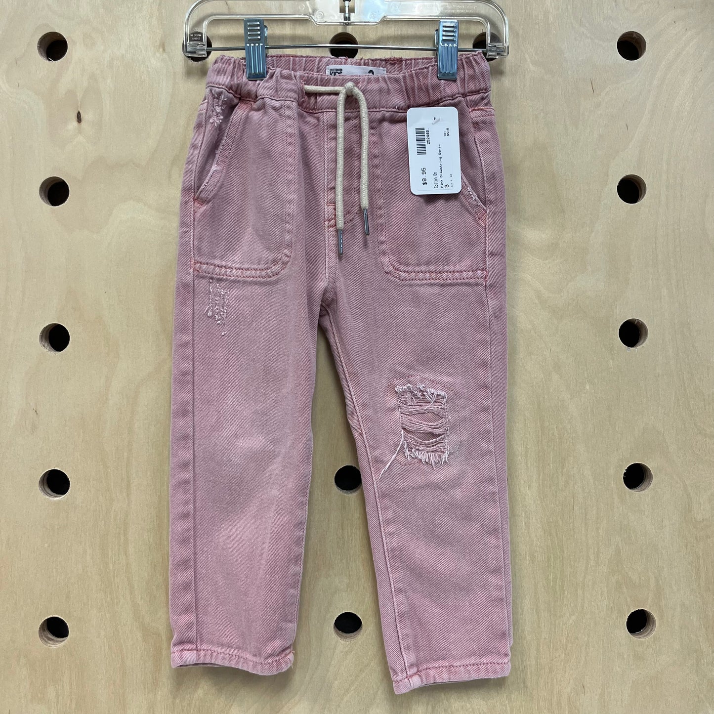 Pink Drawstring Denim