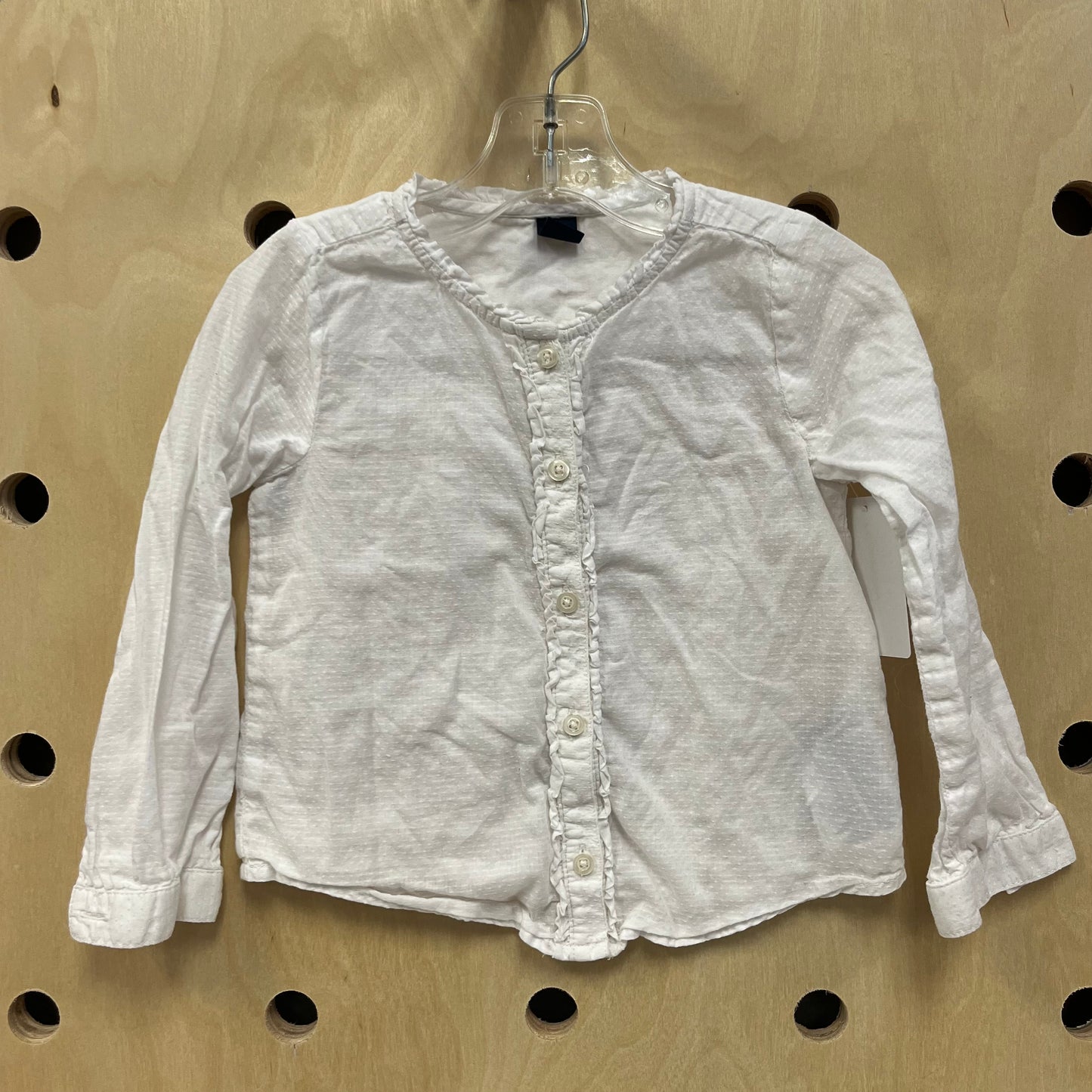 White Sheer LS Button Up