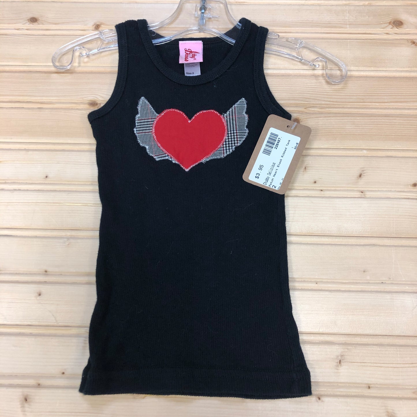 Patch Heart Black Ribbed Tank