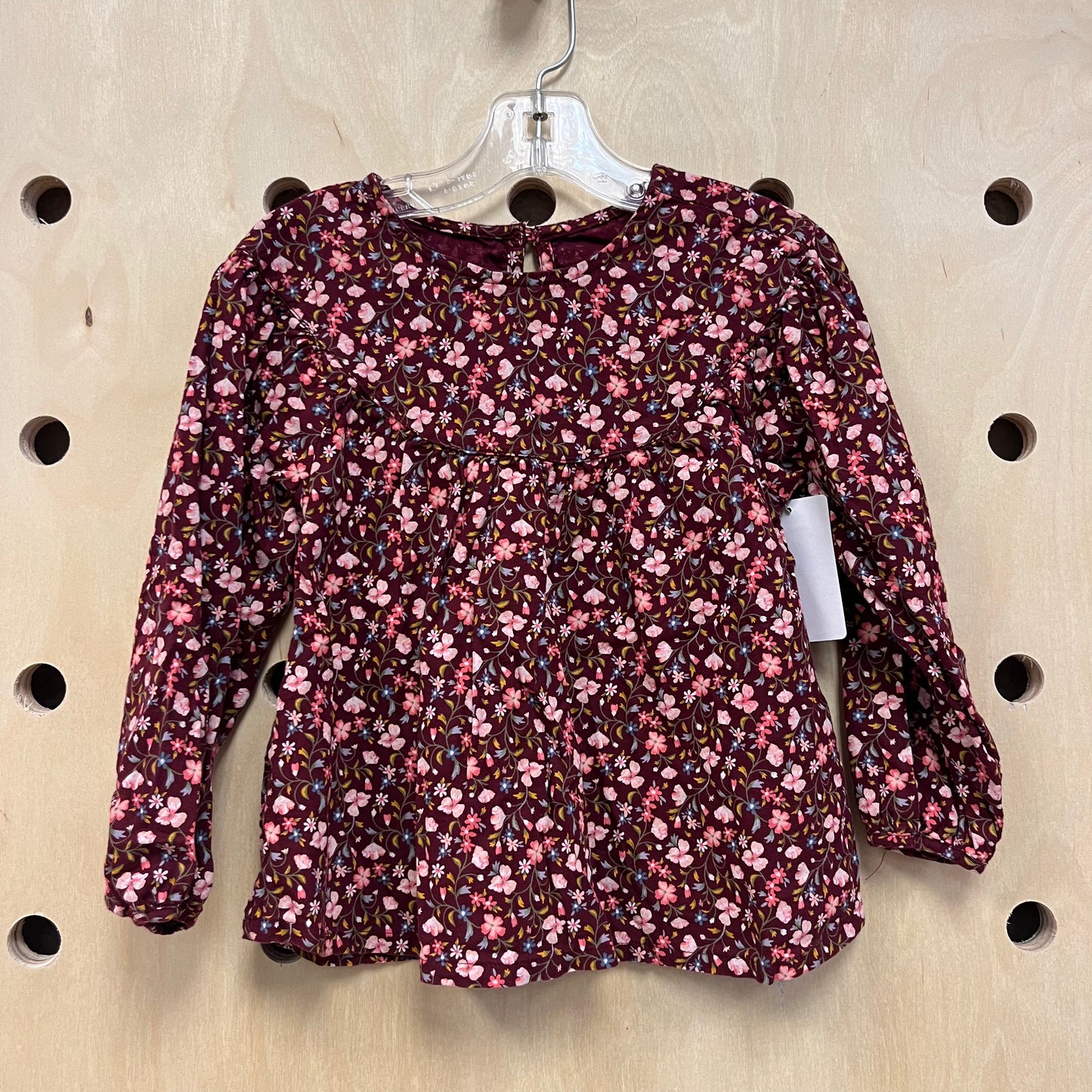 Burgundy Floral Flowy Top