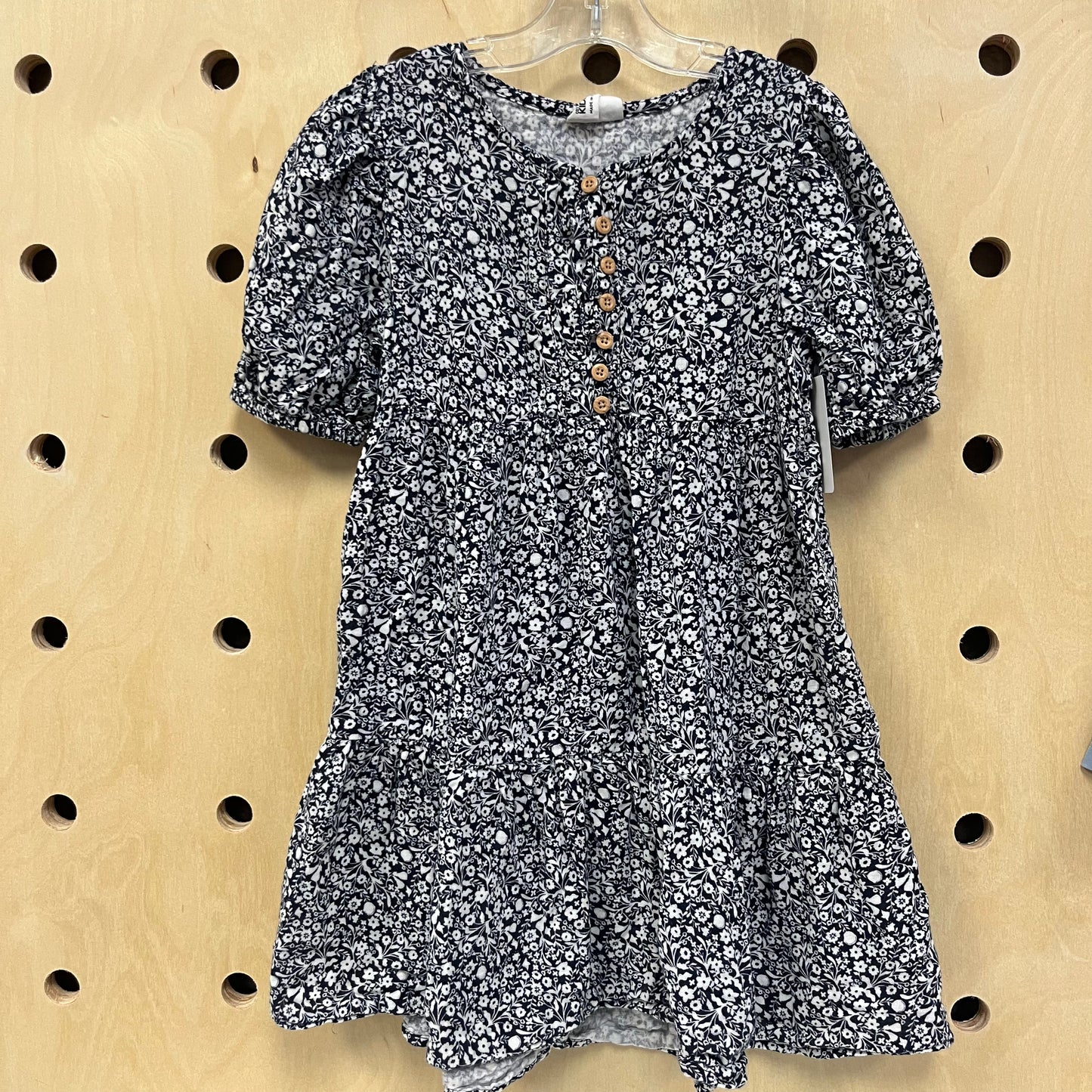 Navy Floral Button Dress