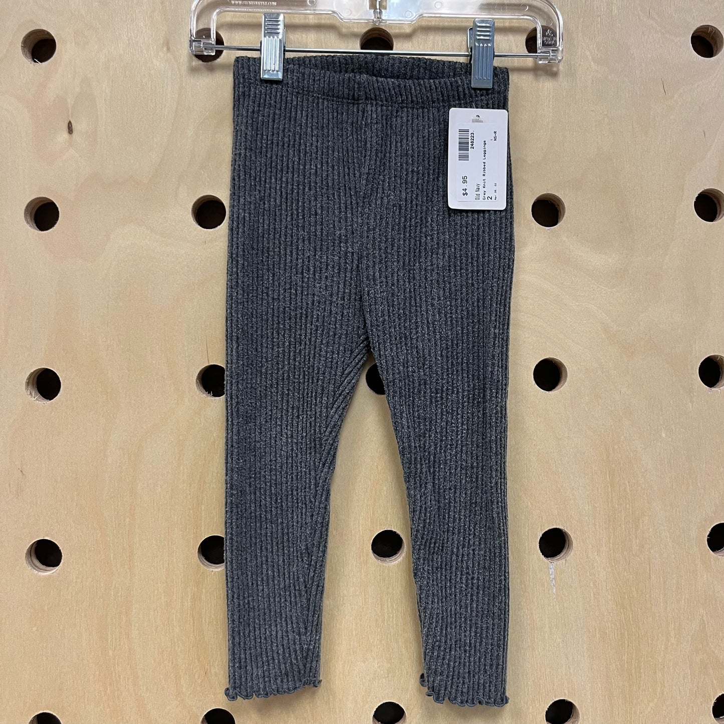 Grey Knit Ribbed Leggings