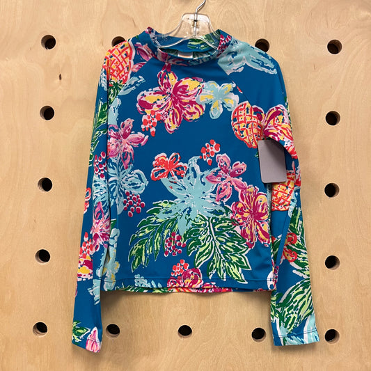 Blue Floral Swim Shirt