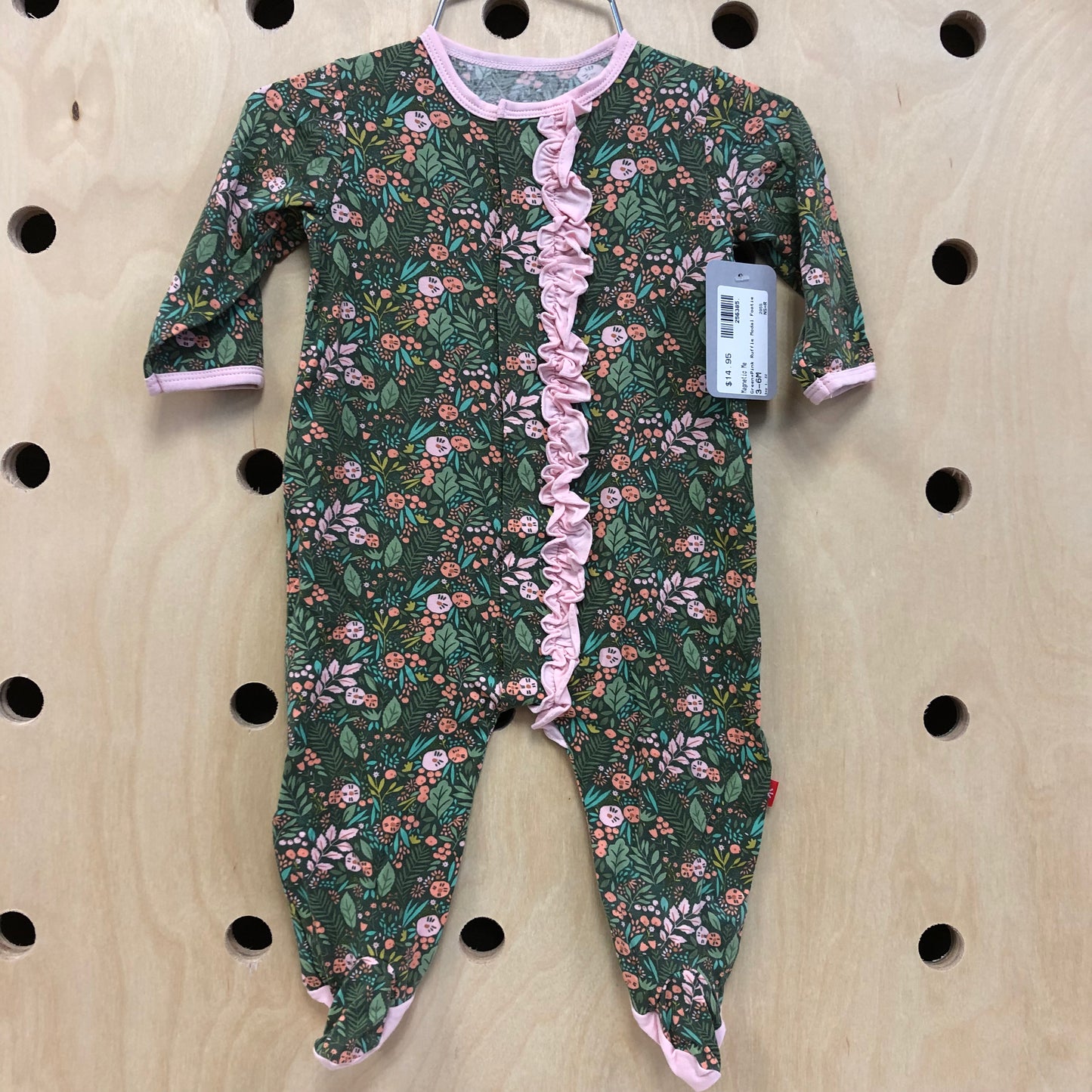 Green+Pink Ruffle Modal Footie