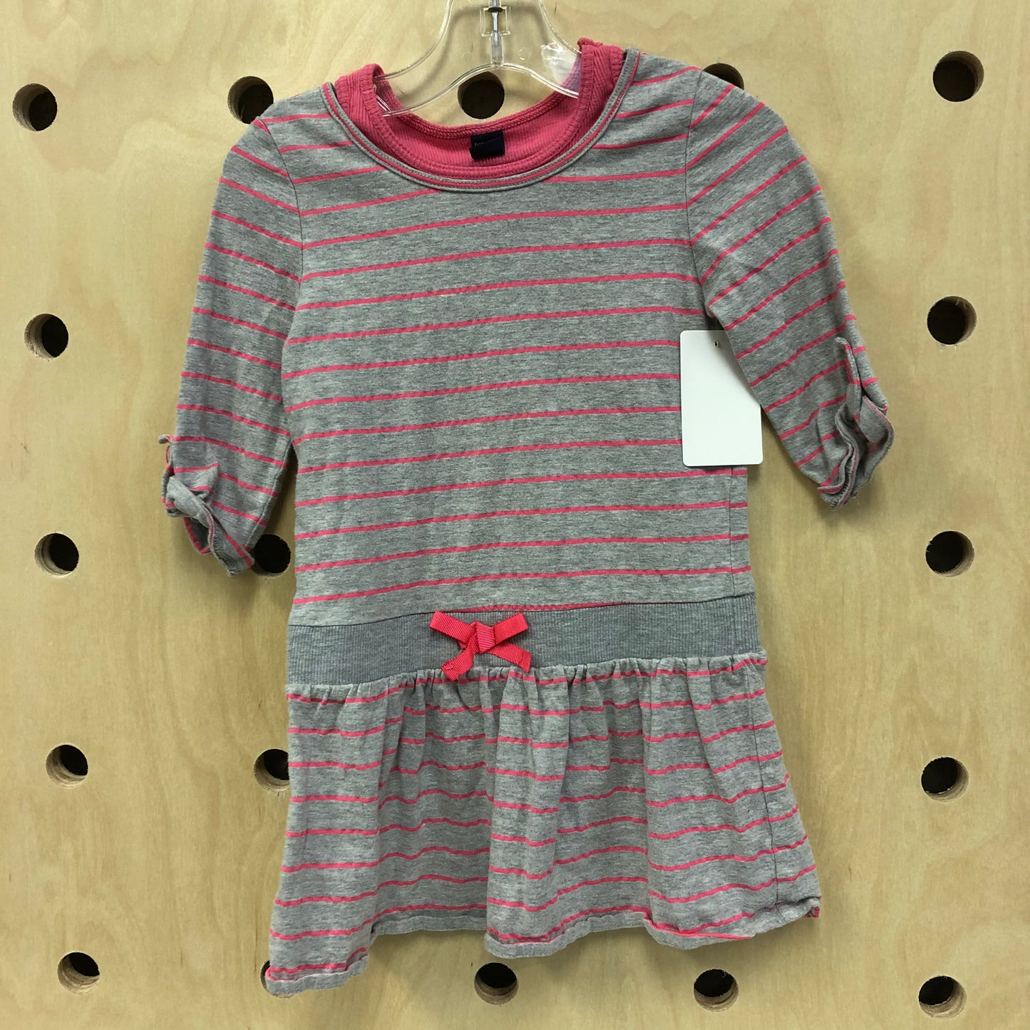 Grey+Pink Striped Dress
