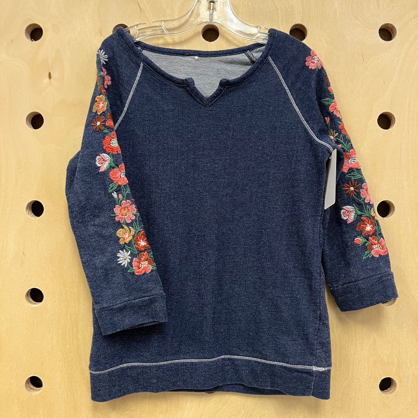 Navy Floral Embroidery Pullover