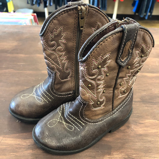 Brown & Pink Cowgirl Boots