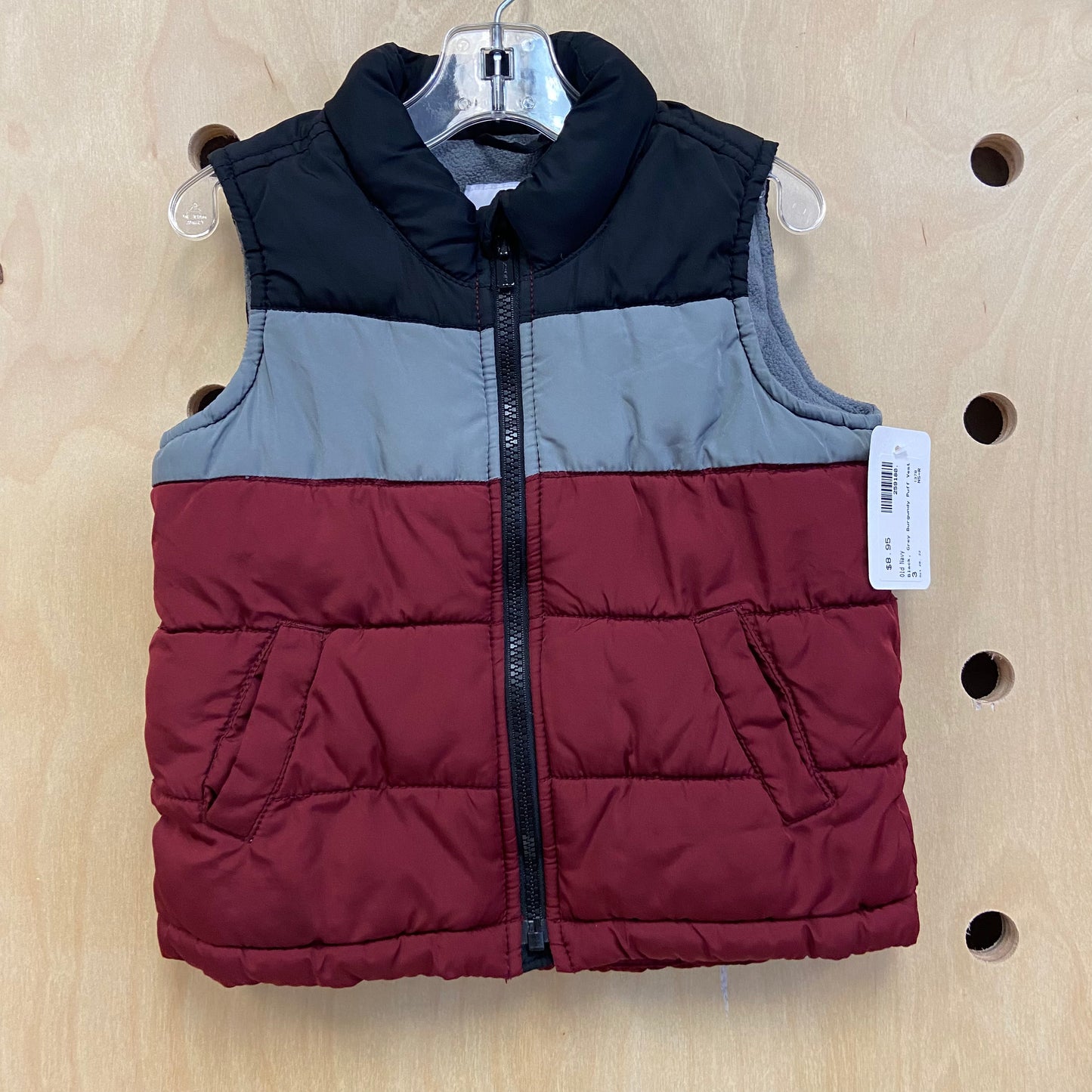Black, Grey Burgundy Puff Vest