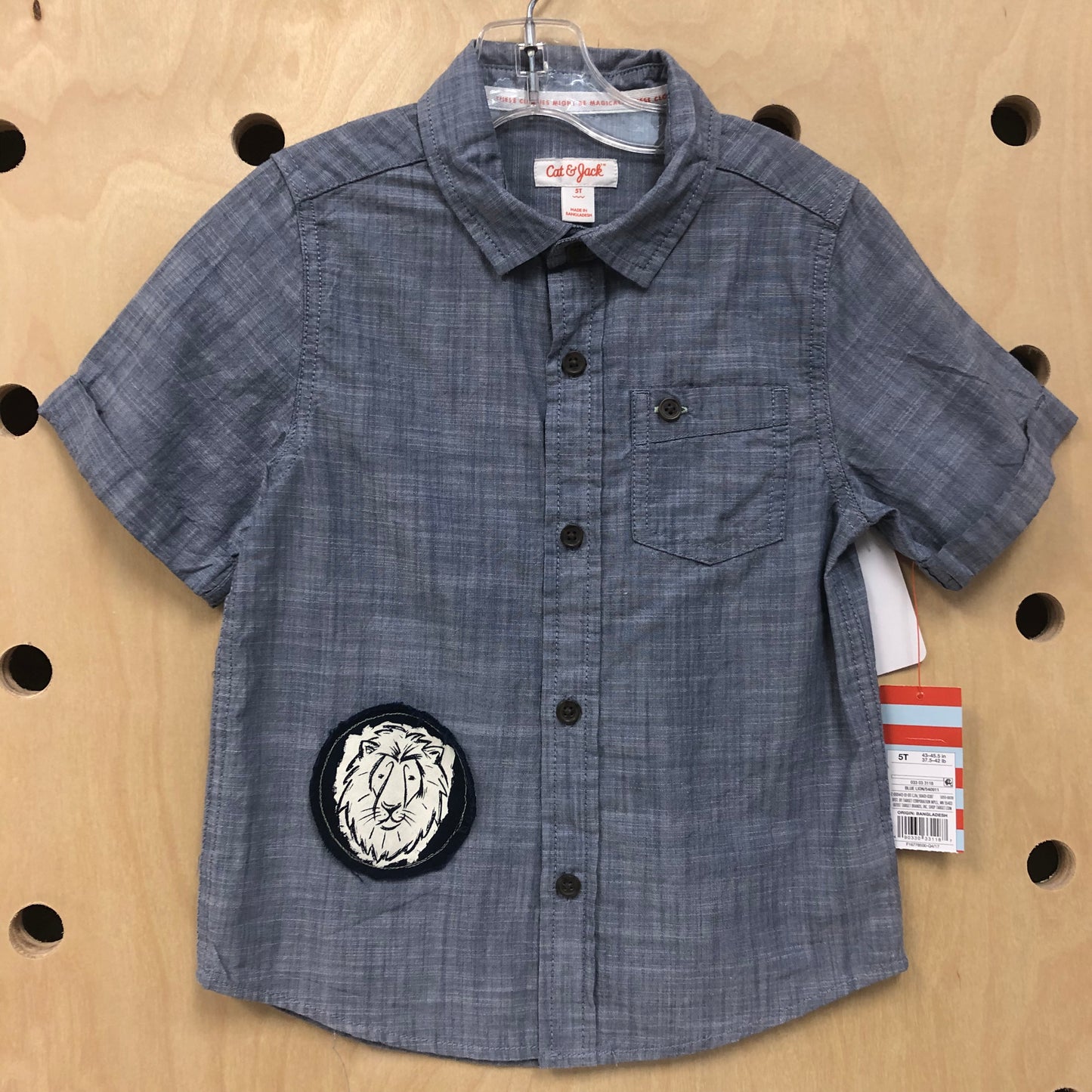 Blue Chambray Lion Button Up NEW!
