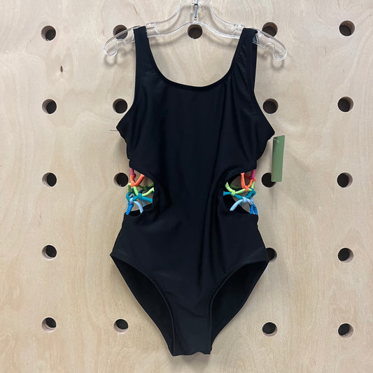Black Colorful Side Swimsuit