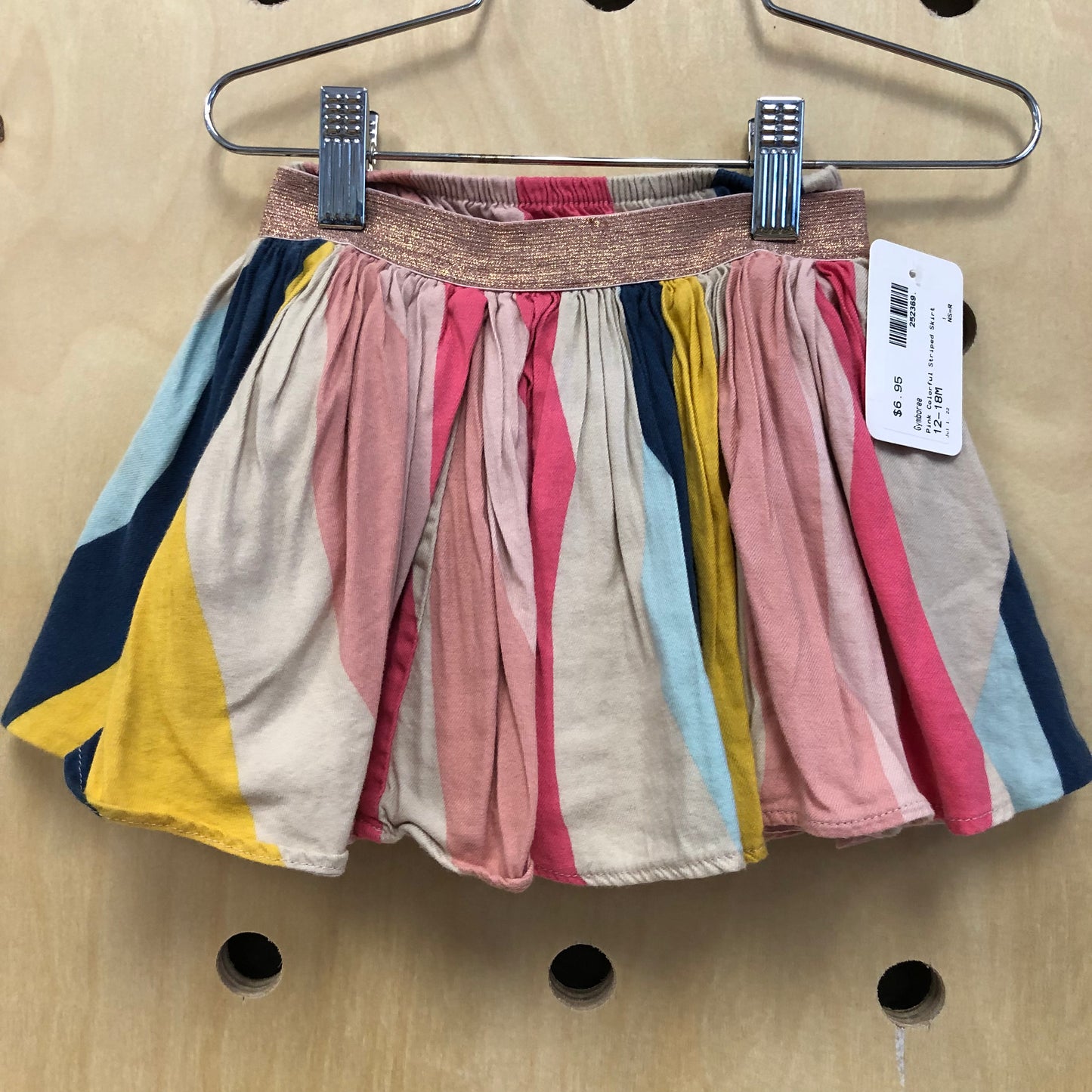 Pink Colorful Striped Skirt
