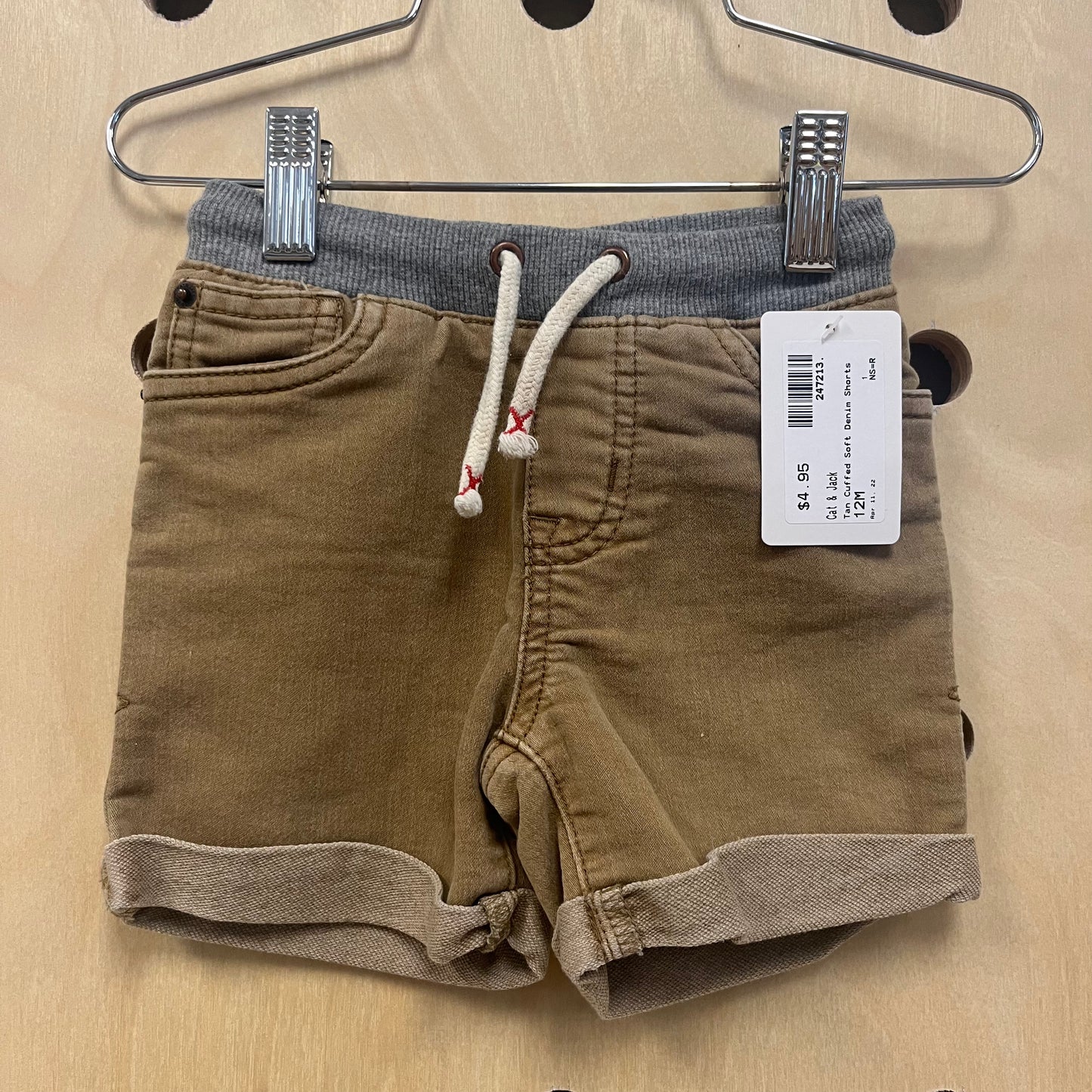 Tan Cuffed Soft Denim Shorts
