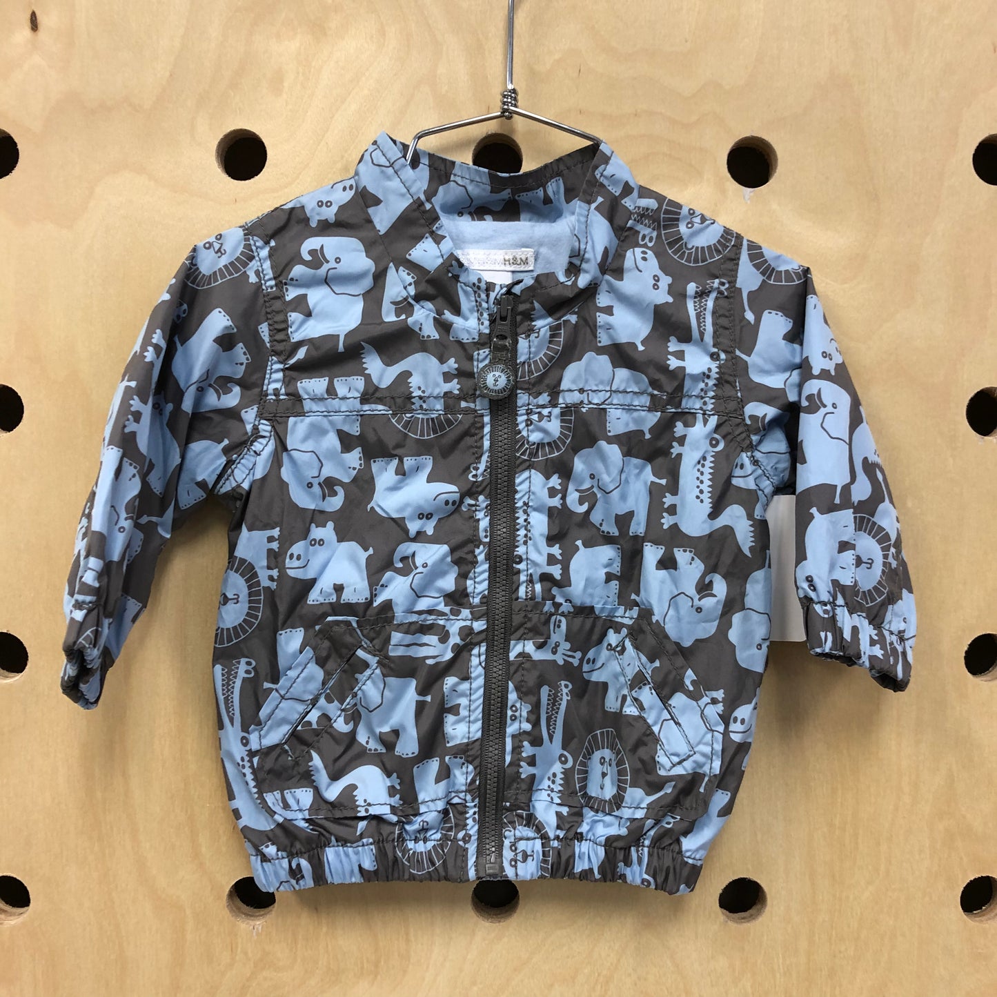 Grey + Blue Safari Animal Zip Up