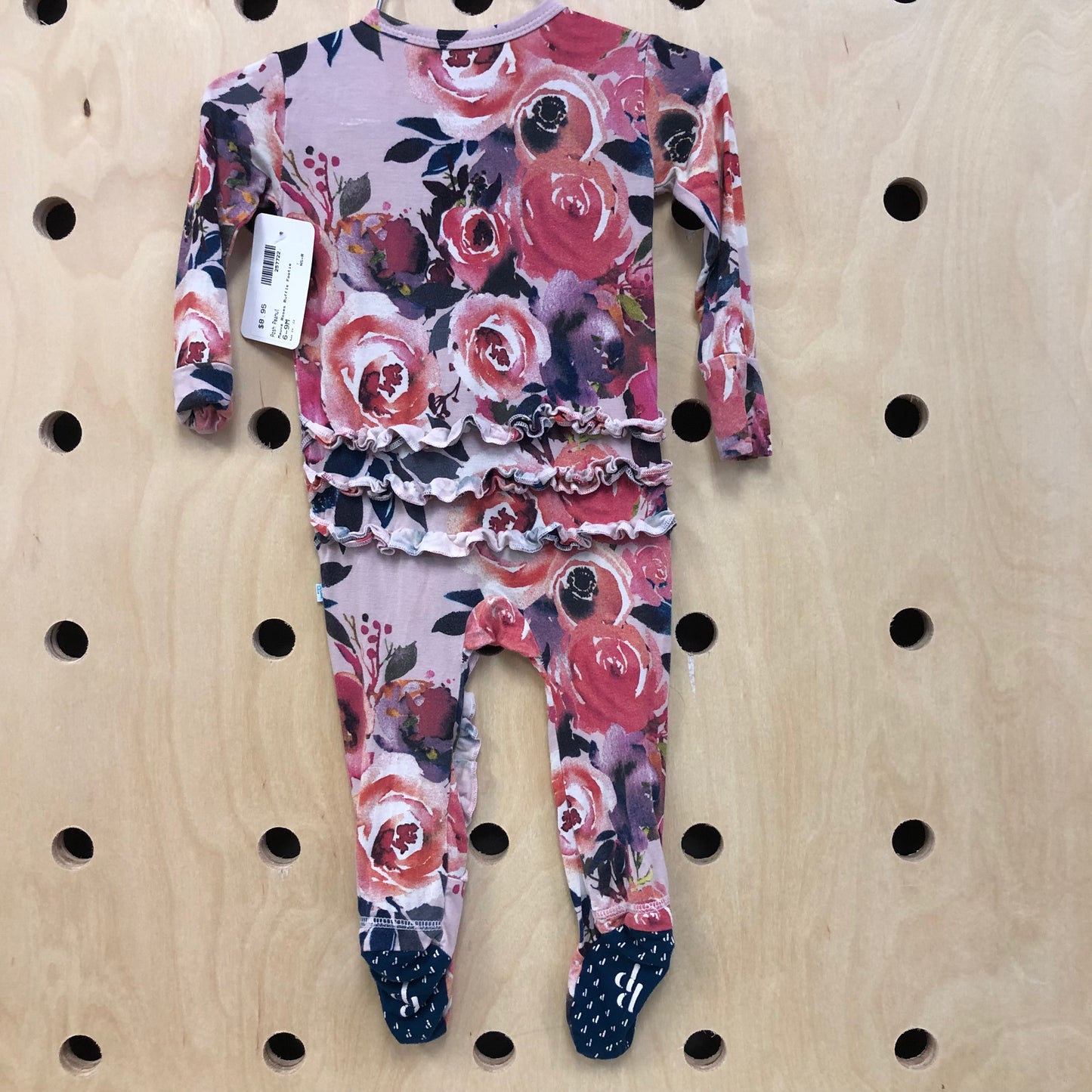 Mauve Roses Ruffle Footie