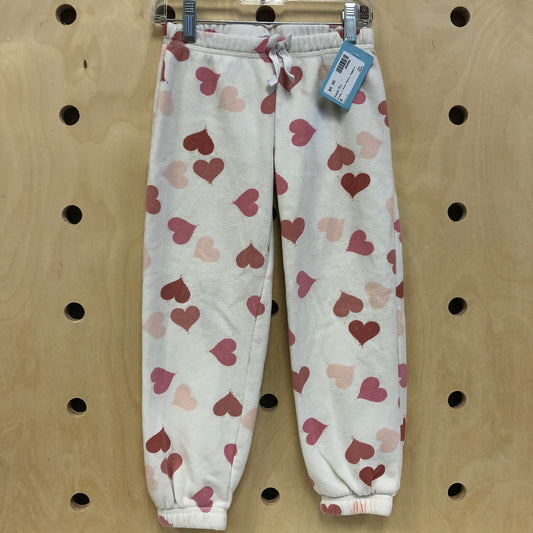 Cream + Pink Heart Joggers