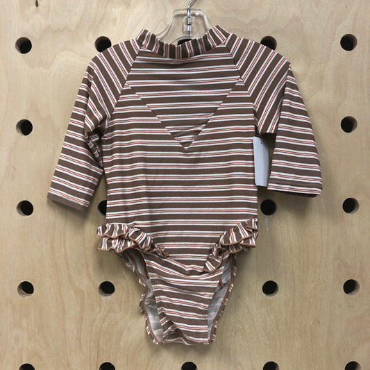 Brown Striped Swimsuit
