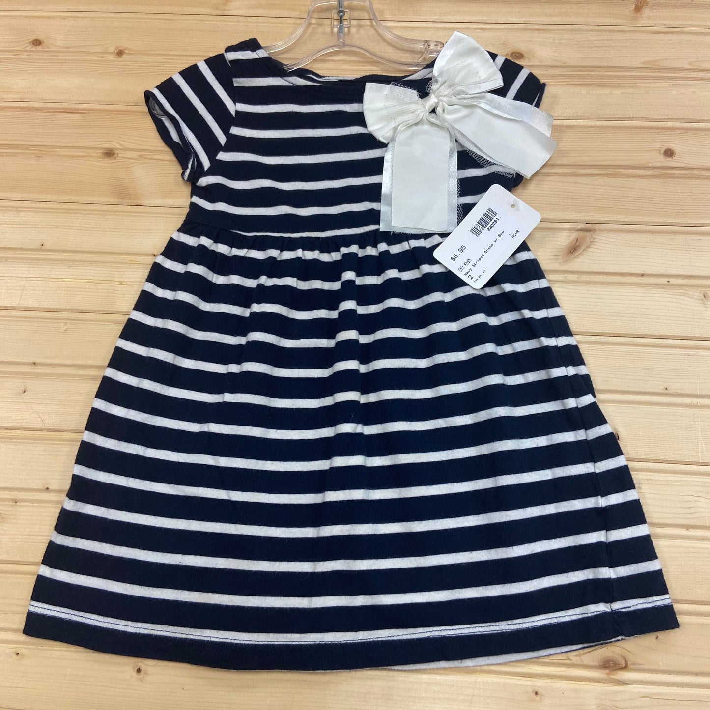 Navy Striped Dress w/ Bow