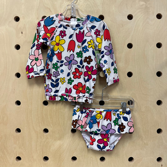 White Floral 2pc. Swimsuit