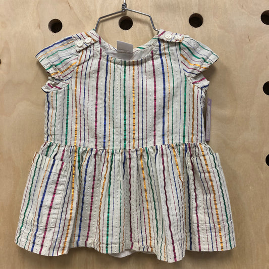 Cream Foil Striped Dress