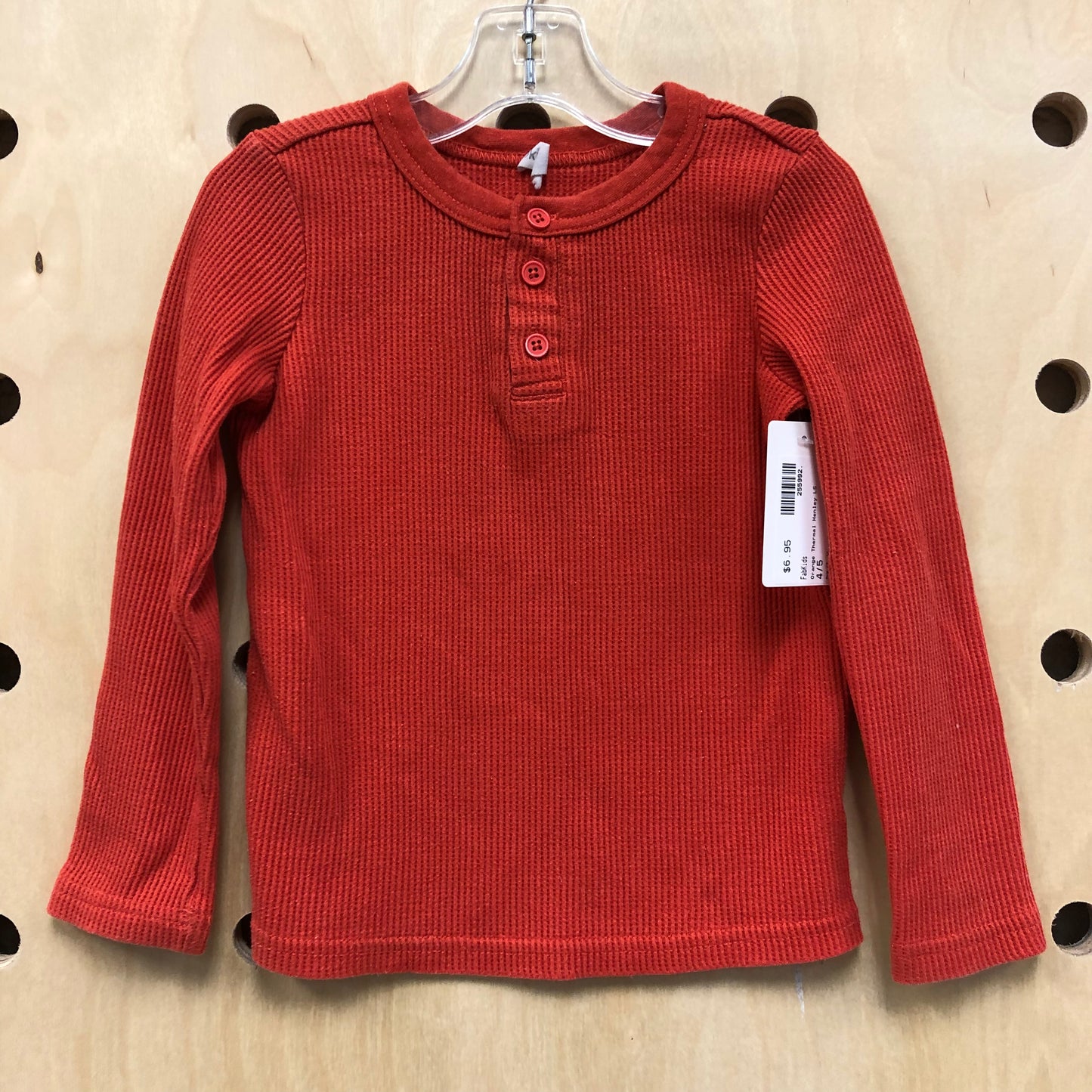 Orange Thermal Henley LS