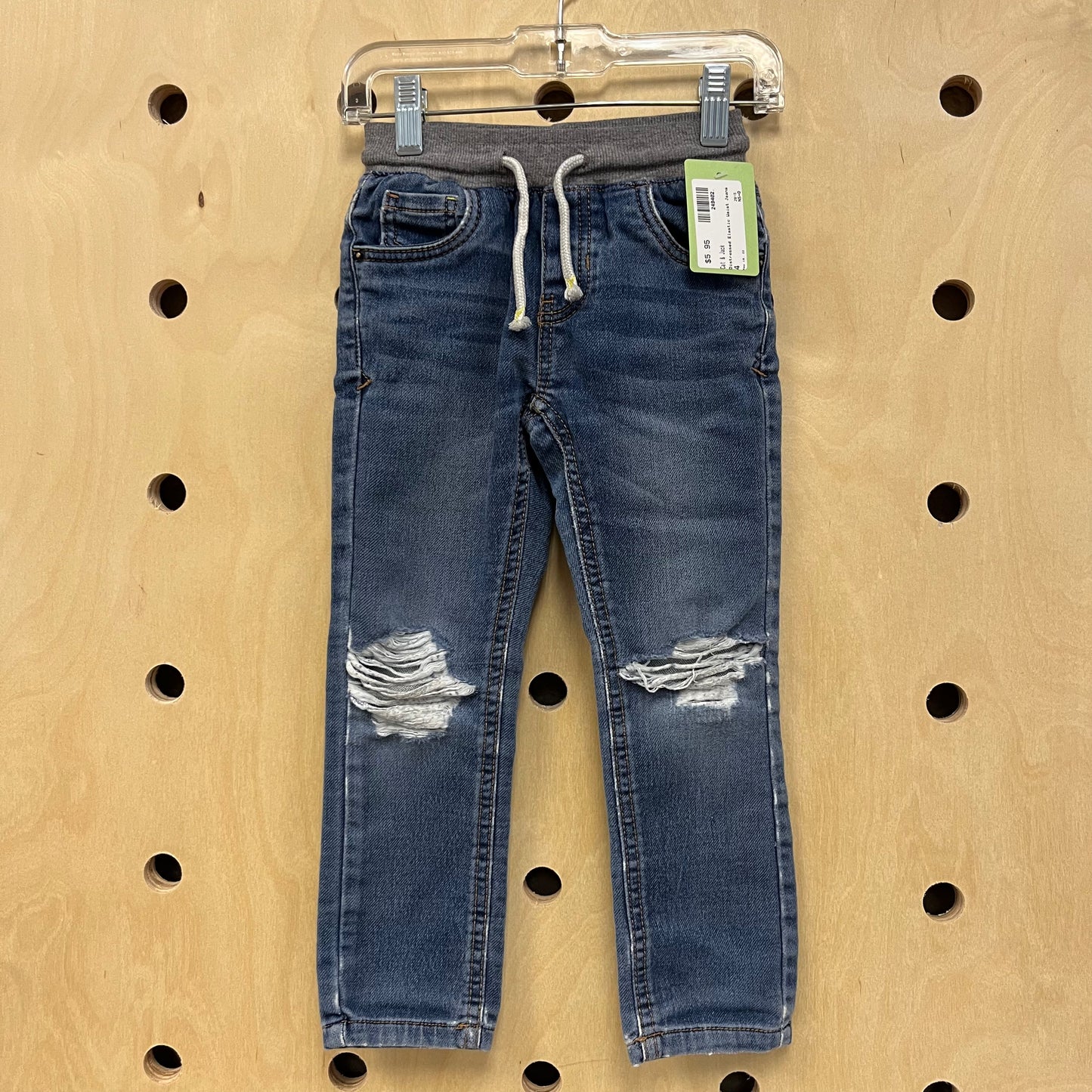 Distressed Elastic Waist Jeans