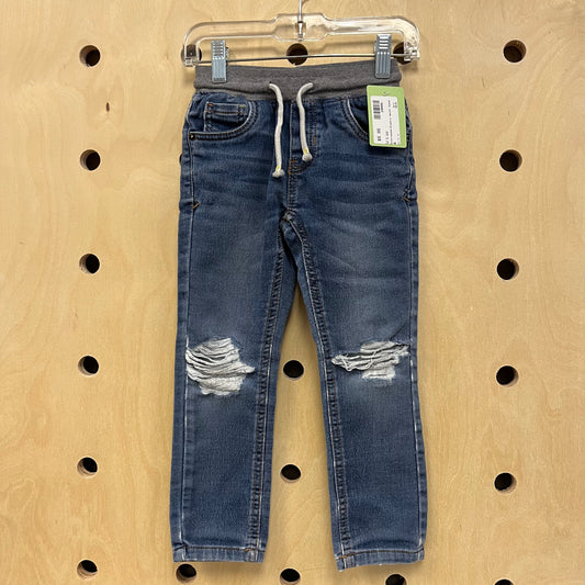 Distressed Elastic Waist Jeans