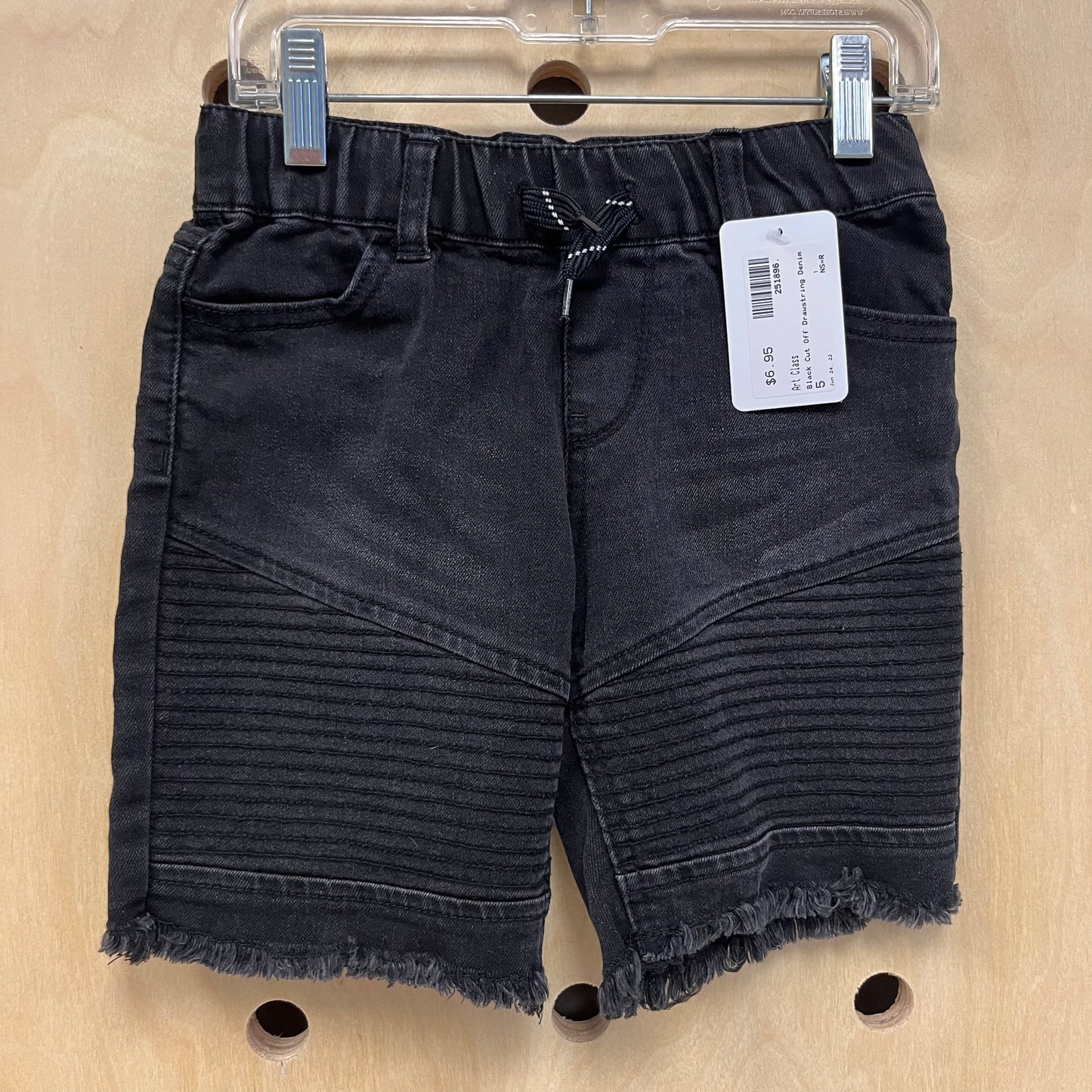 Black Cut Off Drawstring Denim