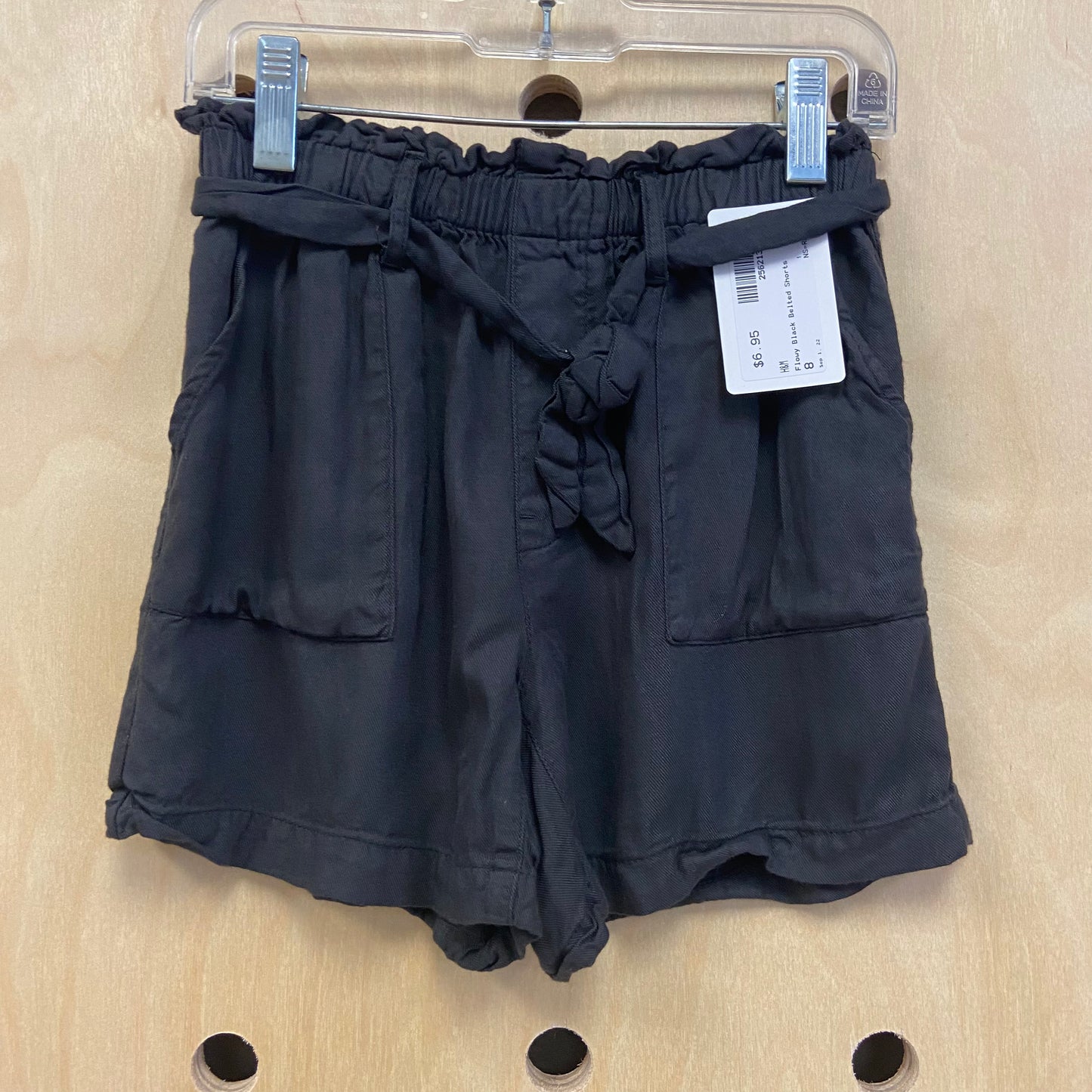 Flowy Black Belted Shorts