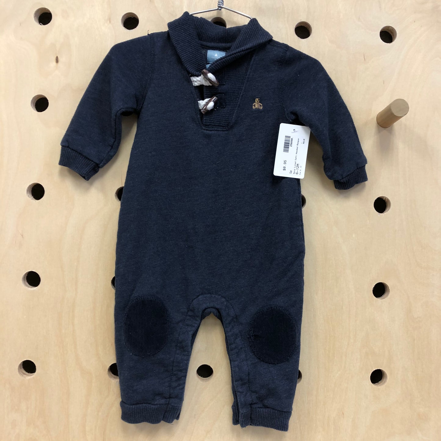 Navy Lined Soft Hooded Romper