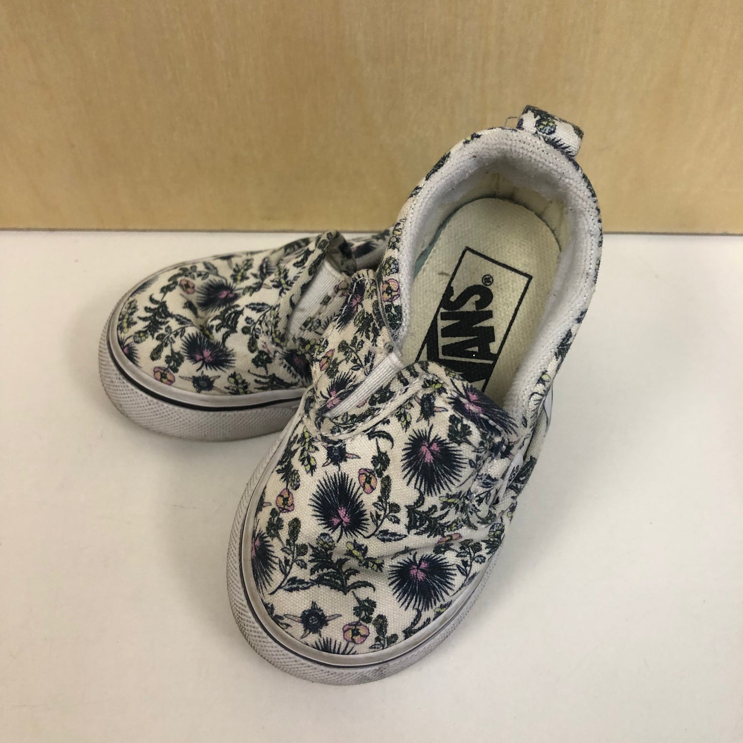 White Floral Slip Ons