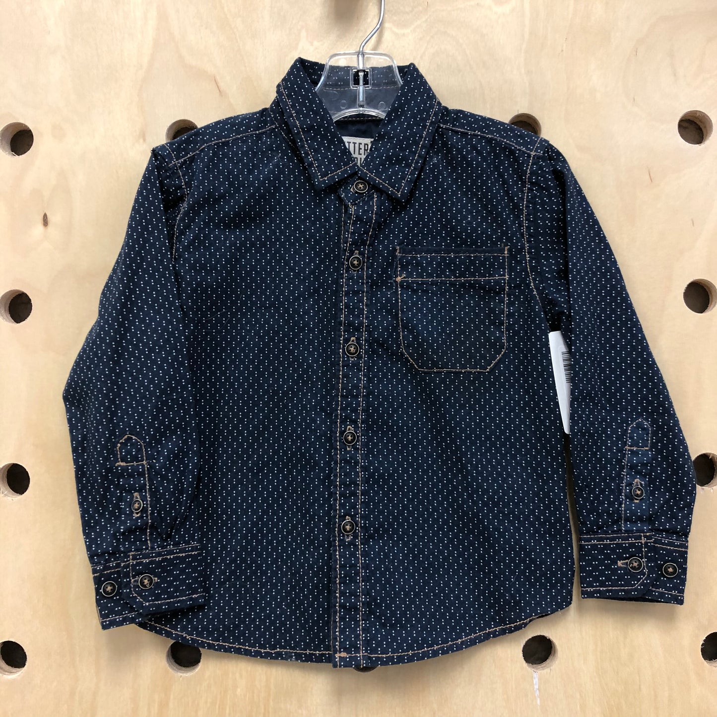 Navy Polka Dot Button Up