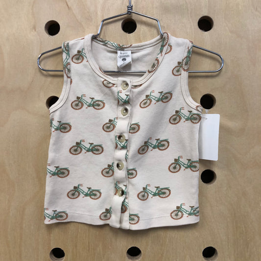 Cream Bicycle Button Tank