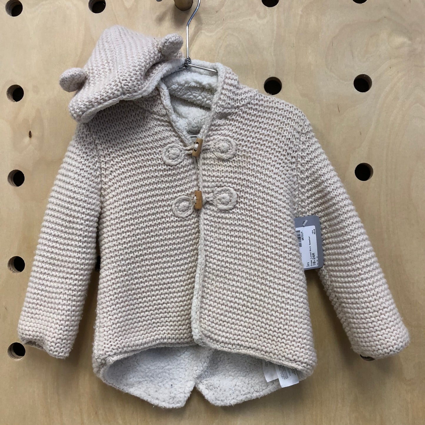 Cream Lined Knit Sweater