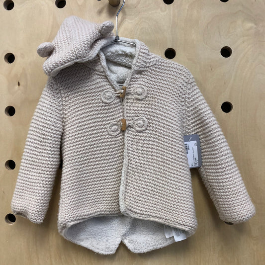 Cream Lined Knit Sweater