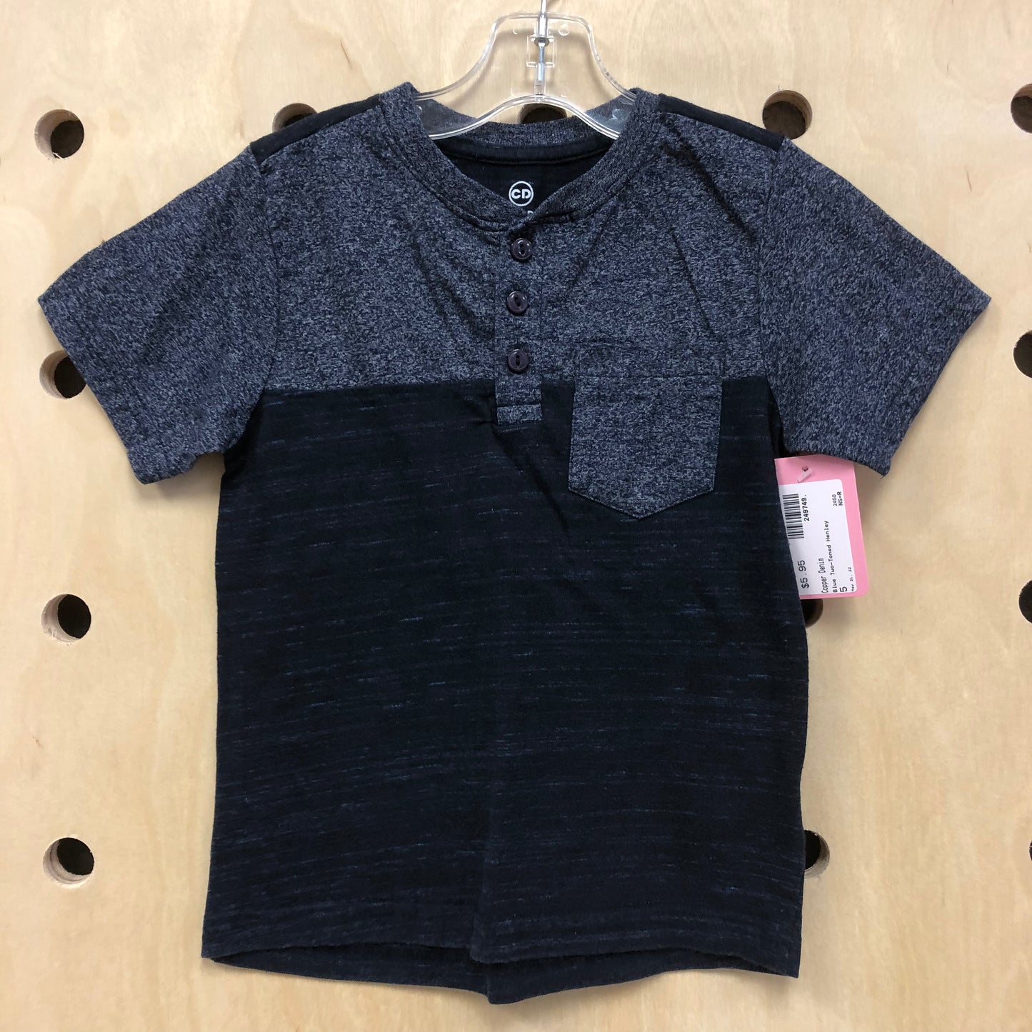 Blue Two-Toned Henley