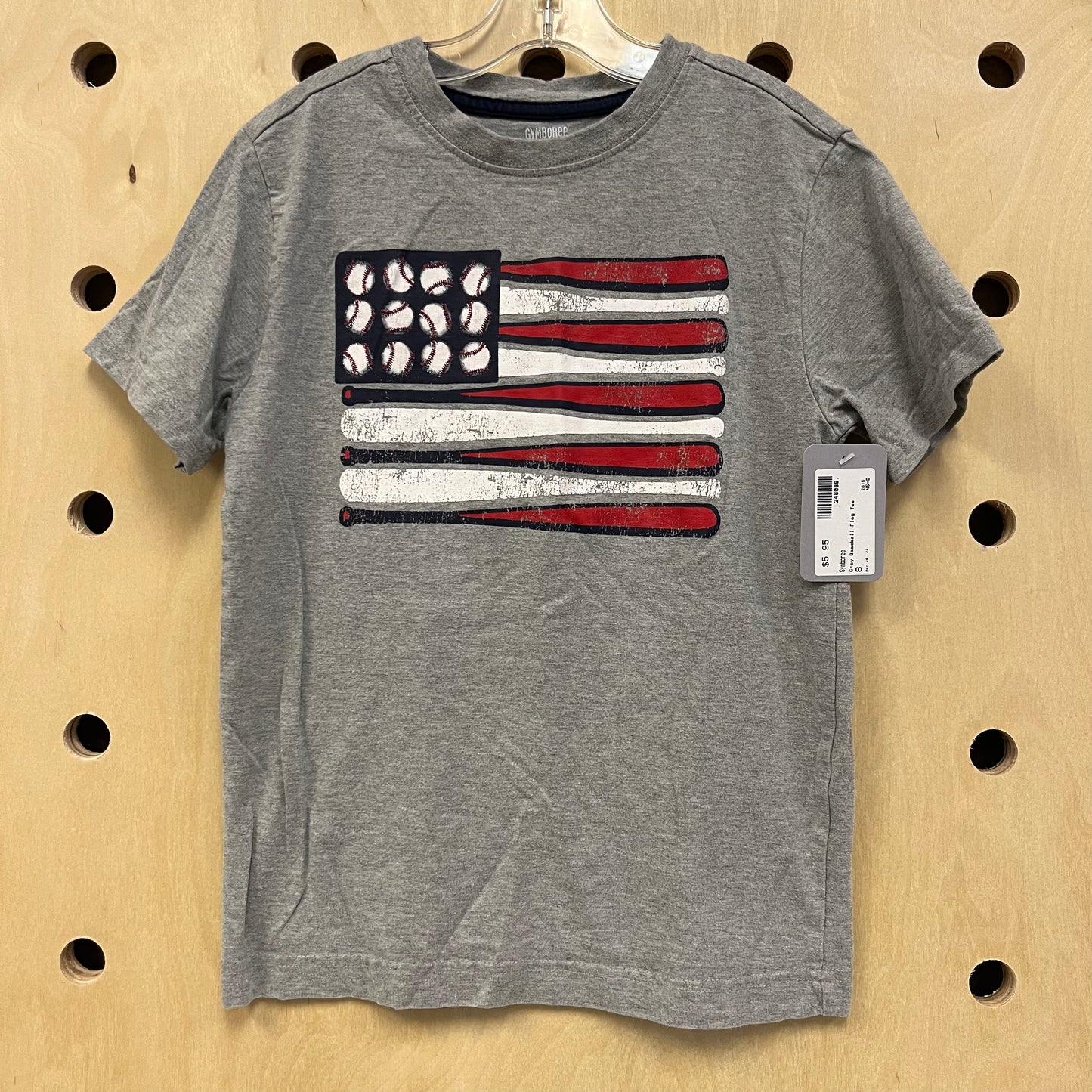 Grey Baseball Flag Tee