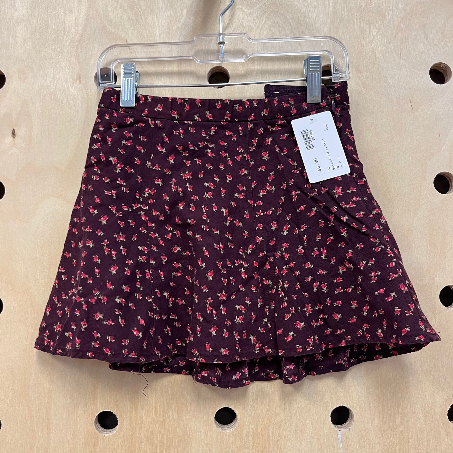 Burgundy Floral Skirt