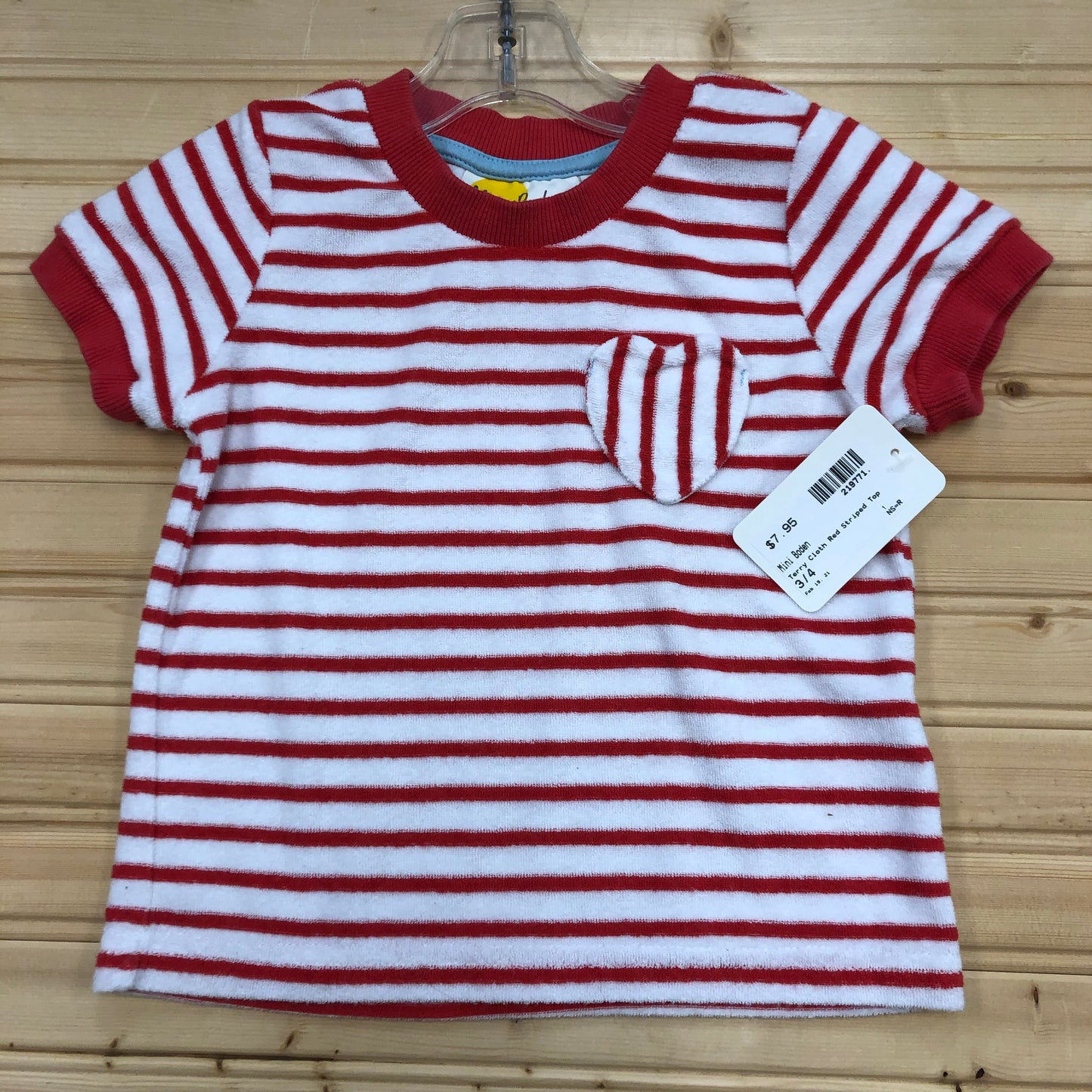 Terry Cloth Red Striped Top