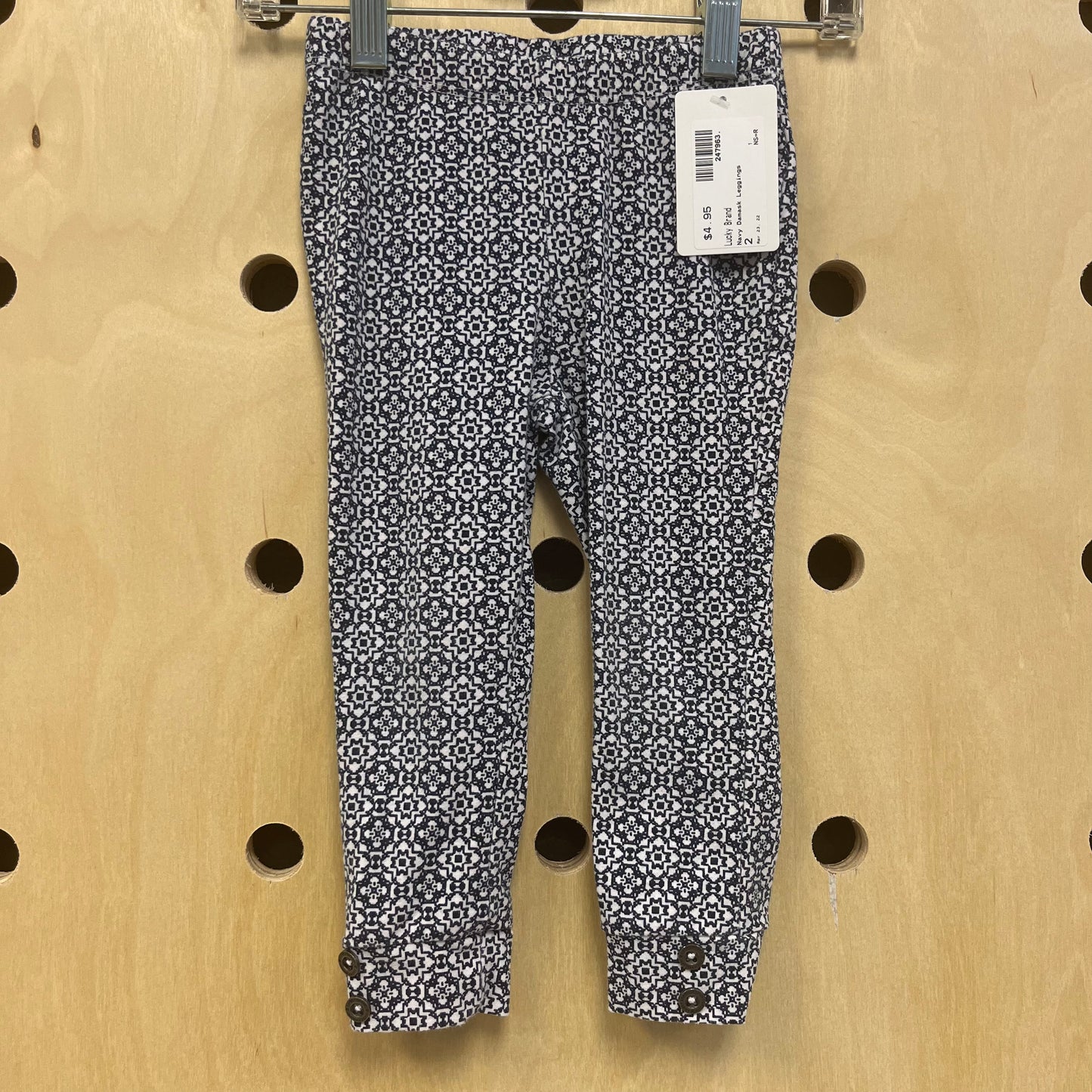 Navy Damask Leggings