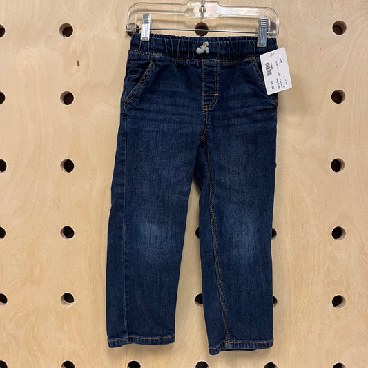 Elastic Waist Dark Wash Denim