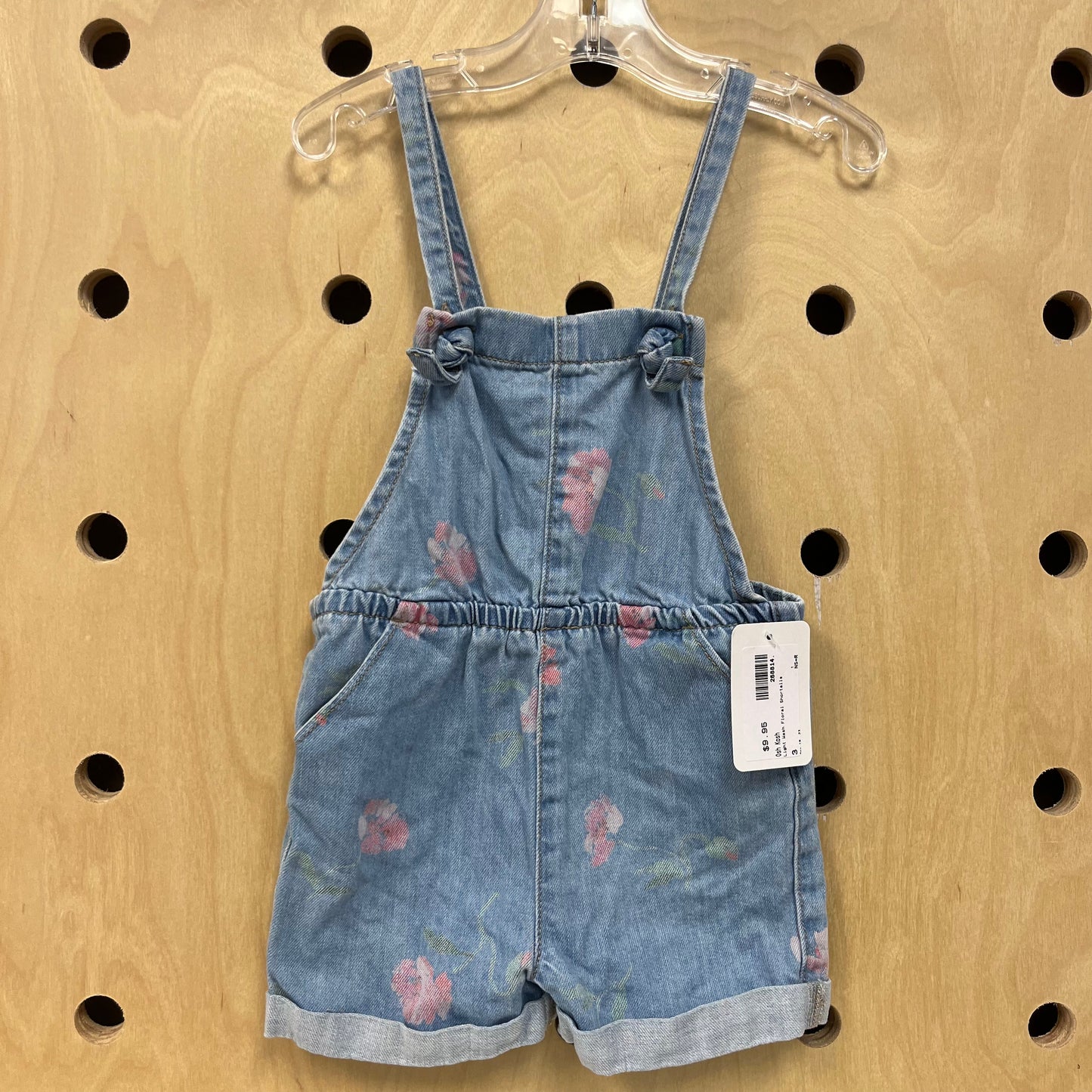Light Wash Floral Shortalls