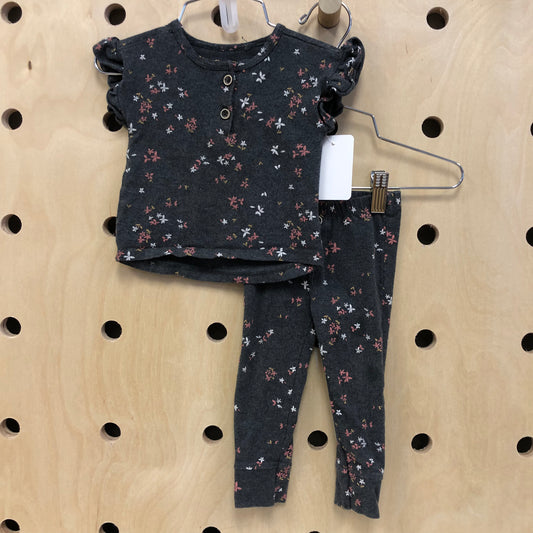 Dark Grey Floral Outfit