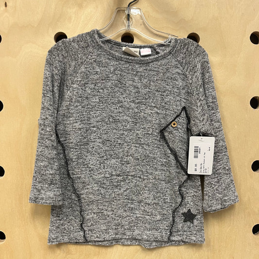 Grey Soft Pocket LS Top