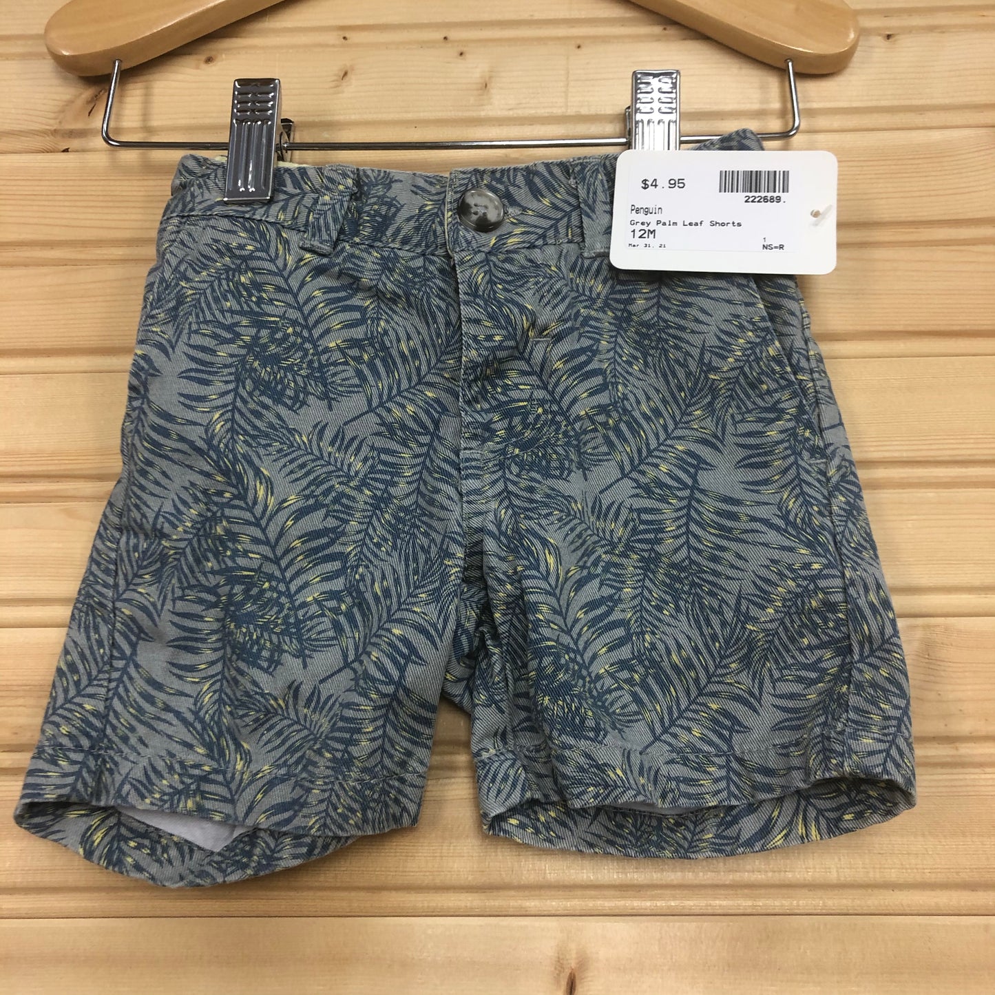 Grey Palm Leaf Shorts